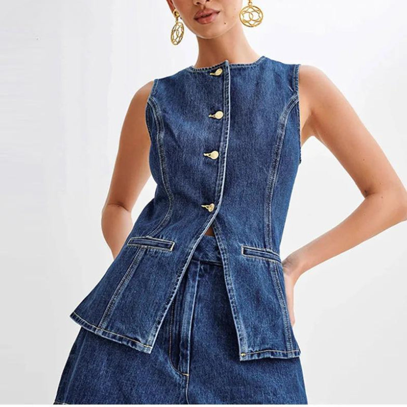 Lässiges zweiteiliges Denim-Set für mühelosen Stil