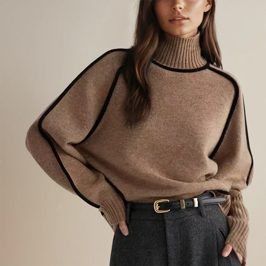 Gemütlicher gestrickter Rollkragenpullover mit langen Ärmeln