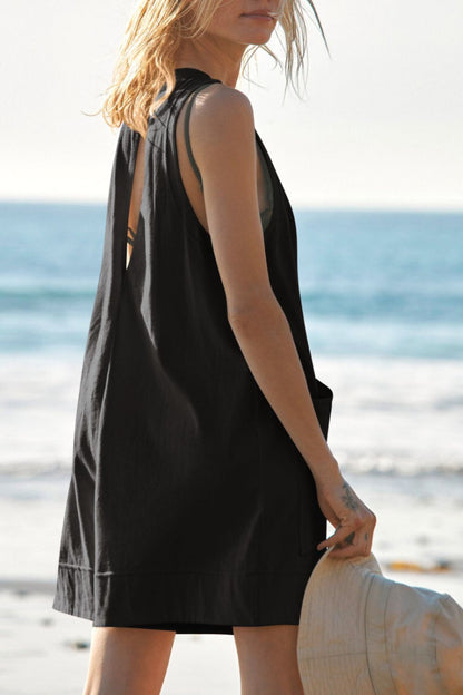 Damen Ärmelloser Rundhalsausschnitt Jumpsuit mit Taschen - Livezo