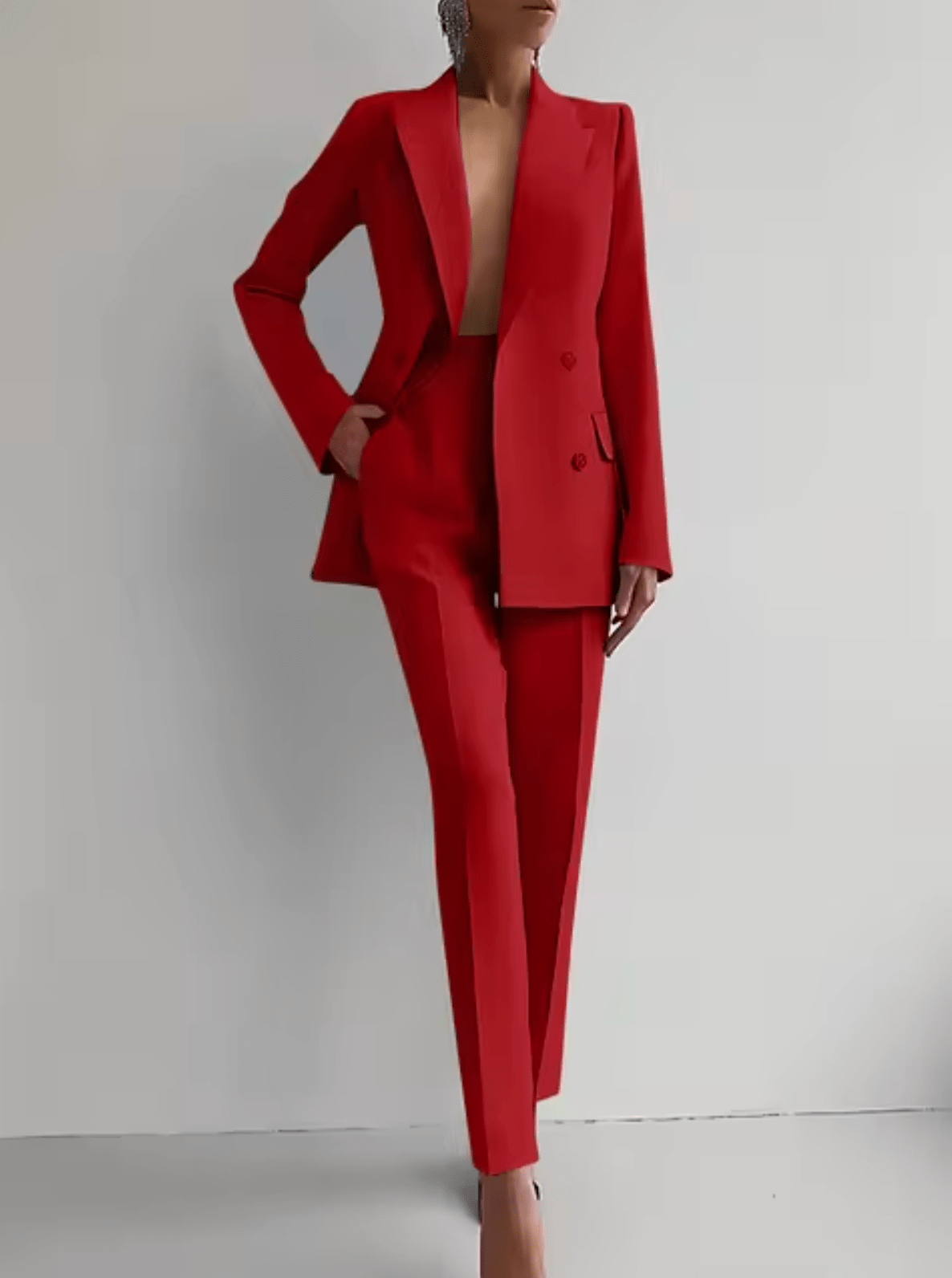 Damen Blazer - und Plisseehosen - Set - Livezo