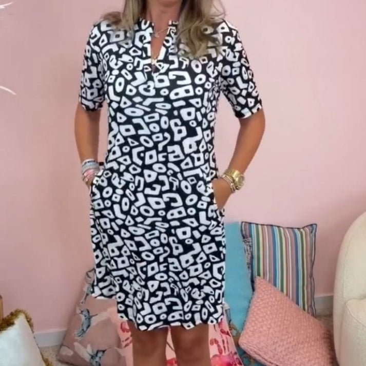 Damen Freizeitkleid mit V - Ausschnitt - Livezo