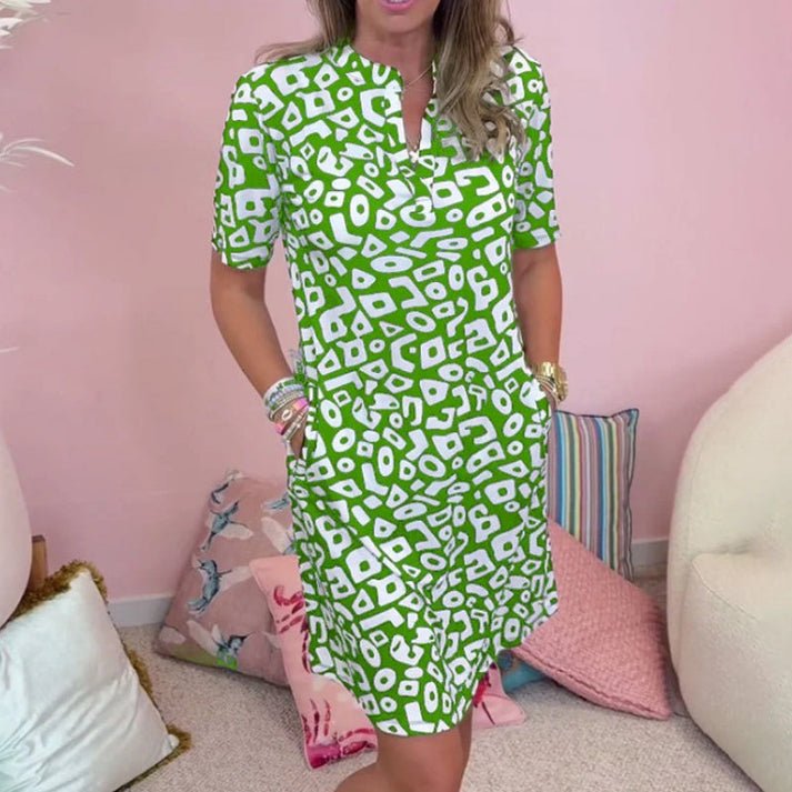 Damen Freizeitkleid mit V - Ausschnitt - Livezo