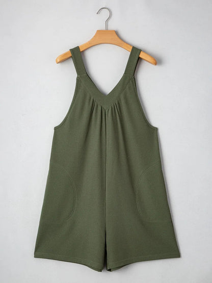 Damen Jumpsuit mit V - Ausschnitt und breiten Trägern, lässig - Livezo