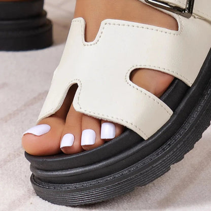 Damen Ledersandalen mit Absatz und Riemchen - Livezo
