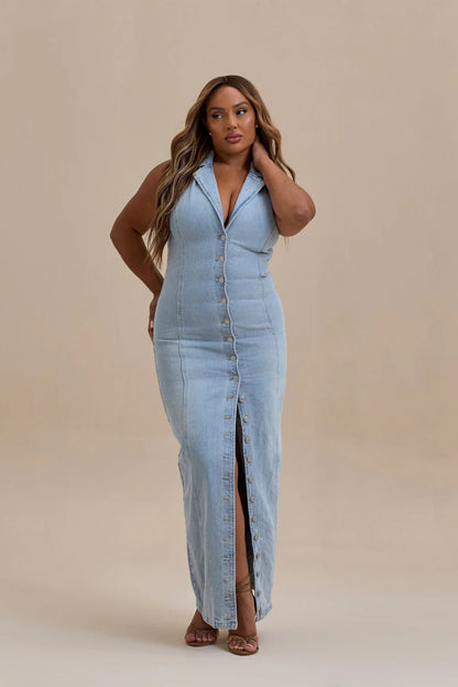 Damen Maxi Jeanskleid - Livezo