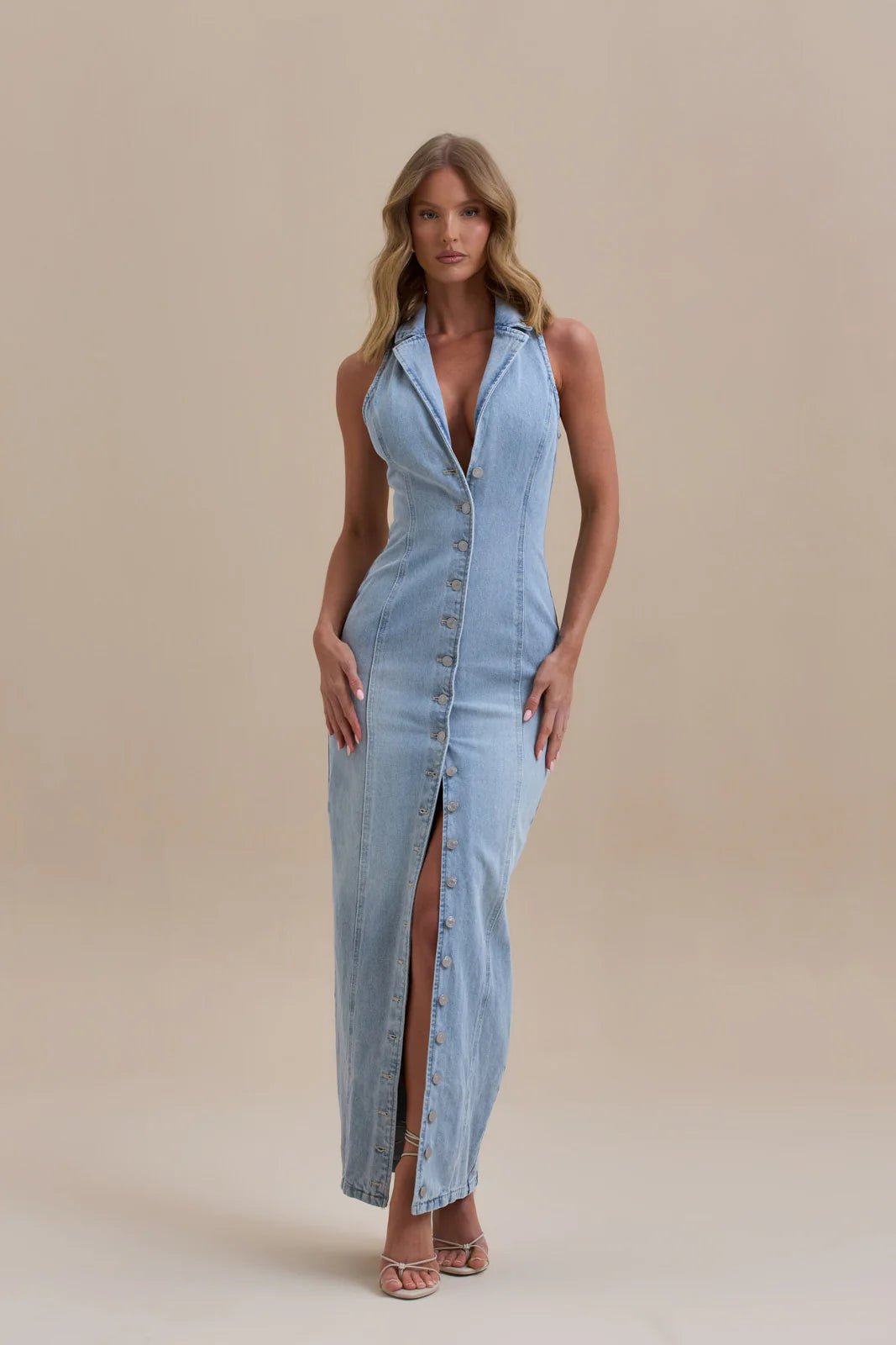 Damen Maxi Jeanskleid - Livezo