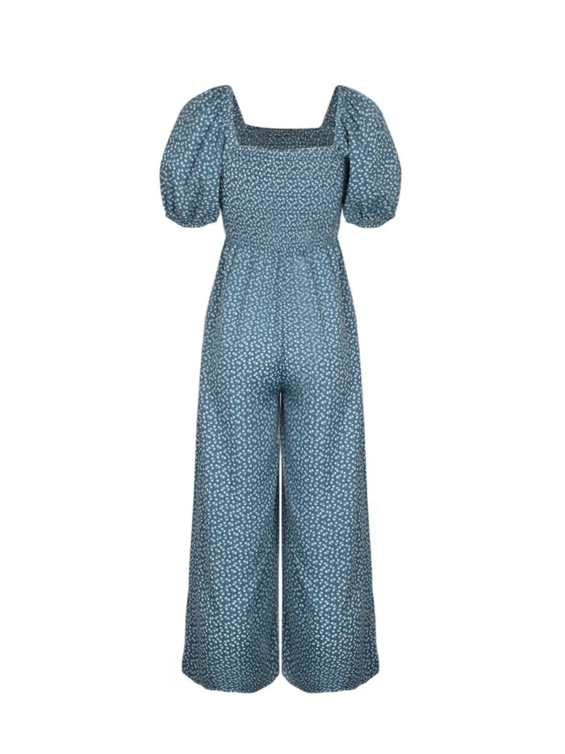 Damen - Overall mit quadratischem Ausschnitt, Puffärmeln und Printmuster - Livezo