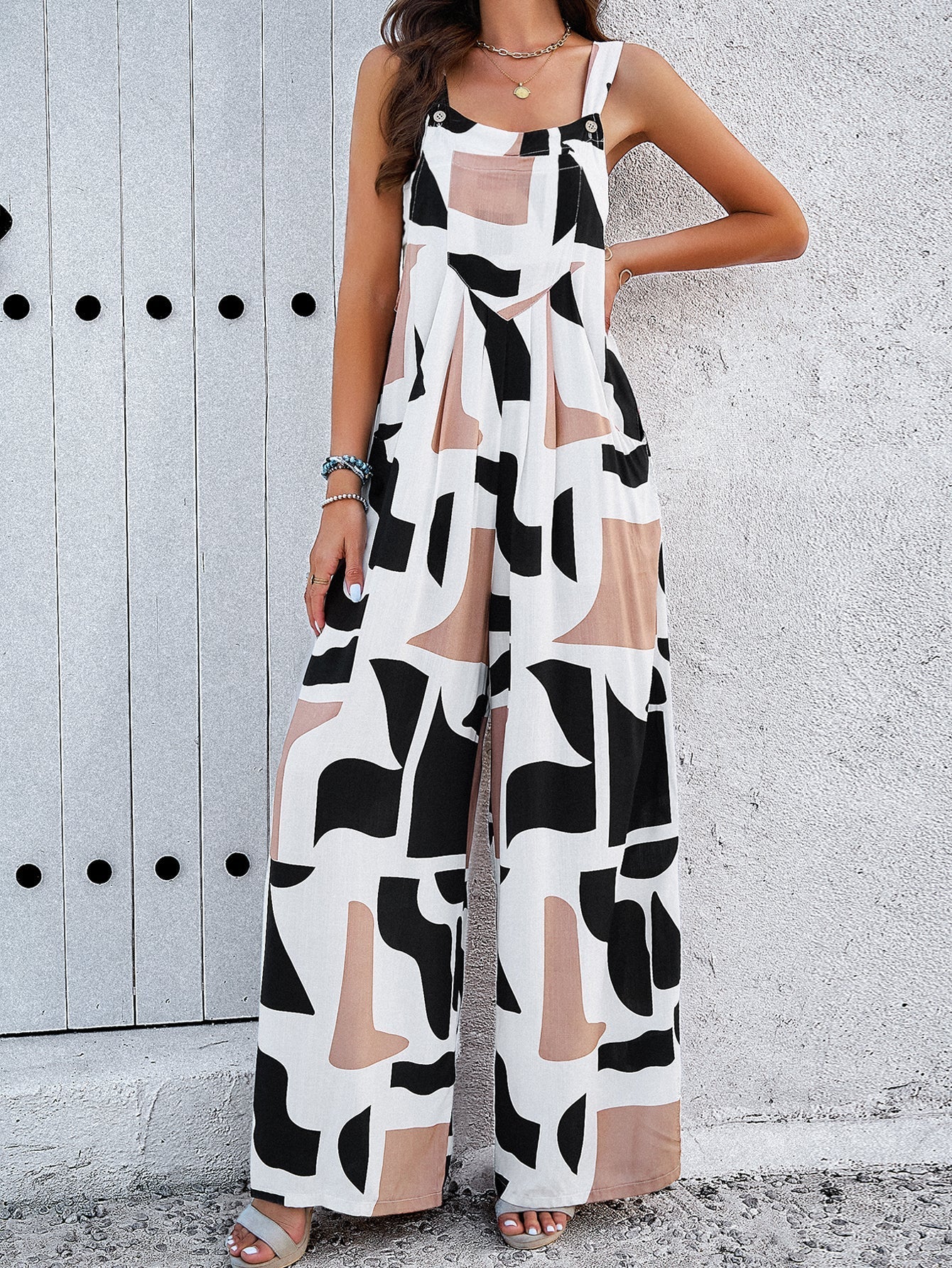 Damen Overall mit weitem Bein und Blumenmuster - Livezo