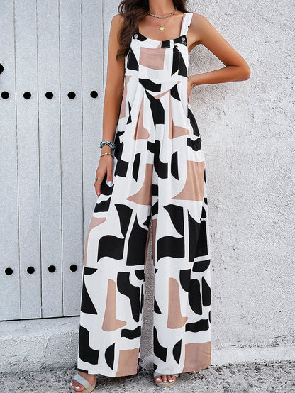 Damen Overall mit weitem Bein und Blumenmuster - Livezo
