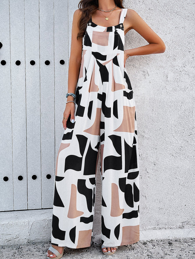 Damen Overall mit weitem Bein und Blumenmuster - Livezo