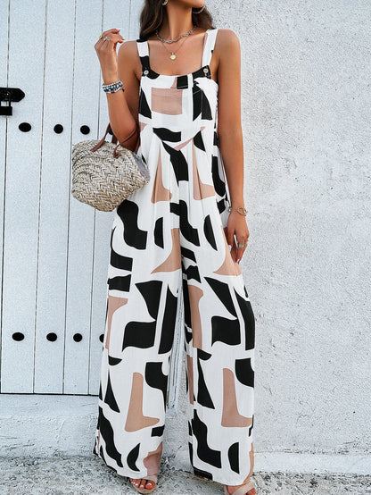 Damen Overall mit weitem Bein und Blumenmuster - Livezo