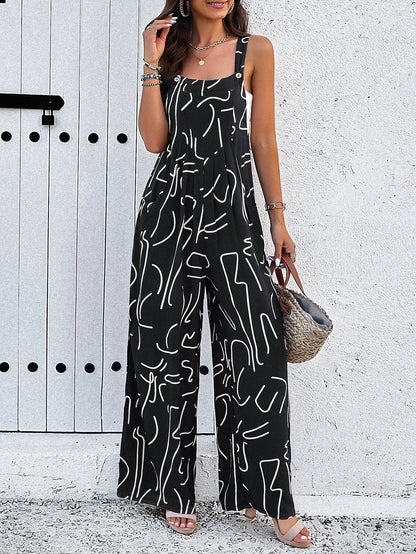 Damen Overall mit weitem Bein und Blumenmuster - Livezo