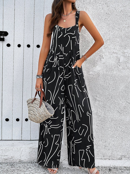 Damen Overall mit weitem Bein und Blumenmuster - Livezo
