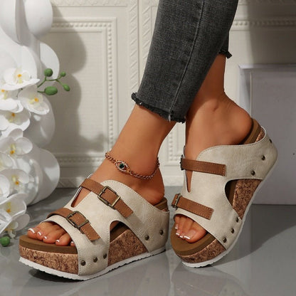Damen Plateau Keilabsatz Modische Sandalen - Livezo