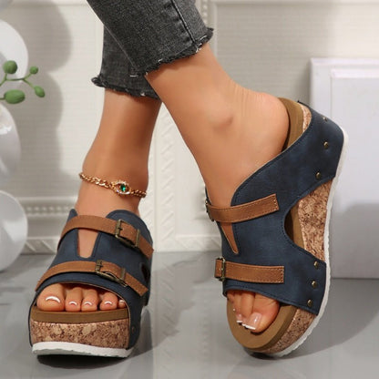 Damen Plateau Keilabsatz Modische Sandalen - Livezo