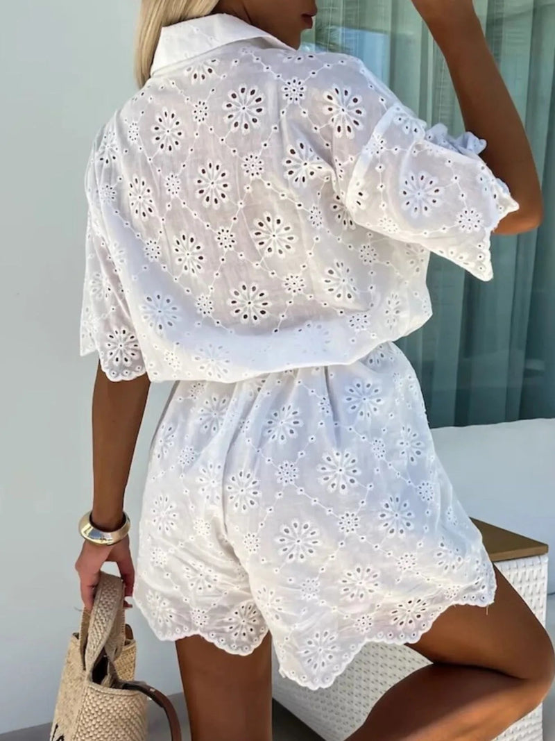 Damen Sommeroverall mit Lochspitze und Knopfleiste - Livezo