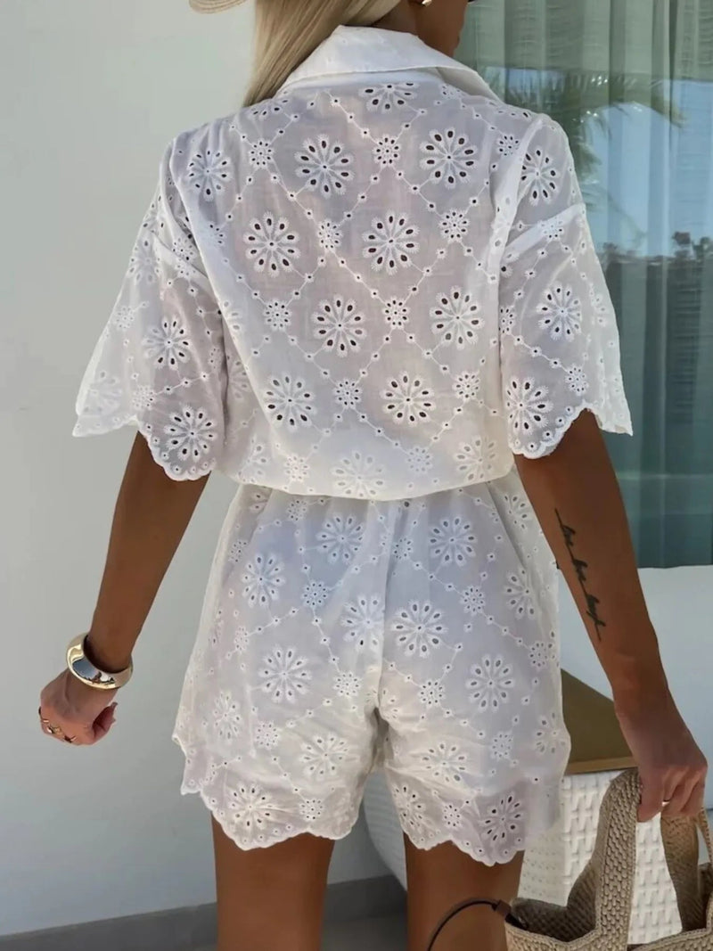 Damen Sommeroverall mit Lochspitze und Knopfleiste - Livezo