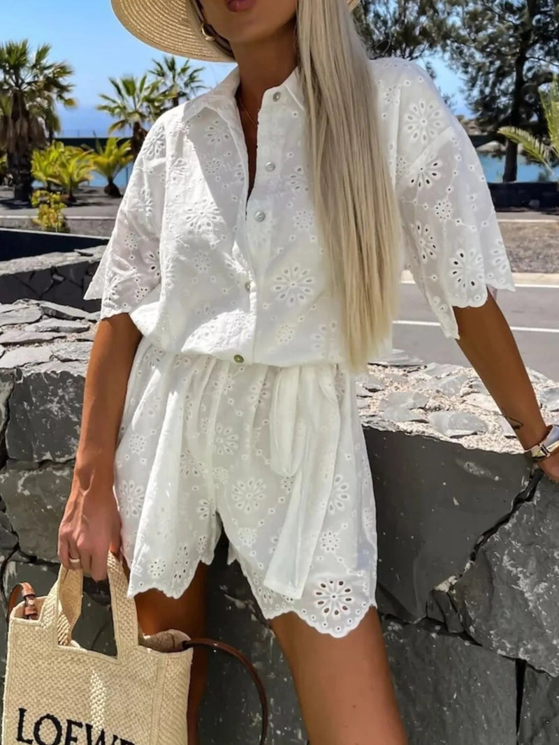 Damen Sommeroverall mit Lochspitze und Knopfleiste - Livezo