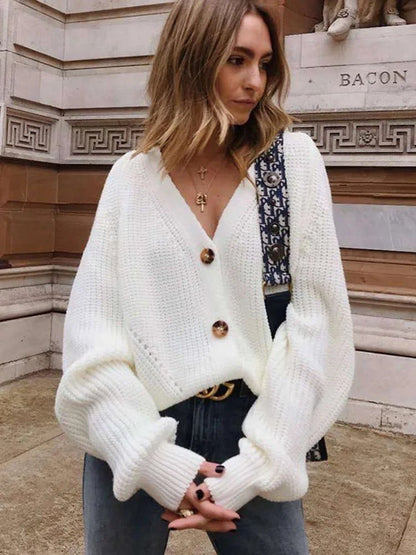 Damen Strickjacke mit Puffärmeln - Livezo