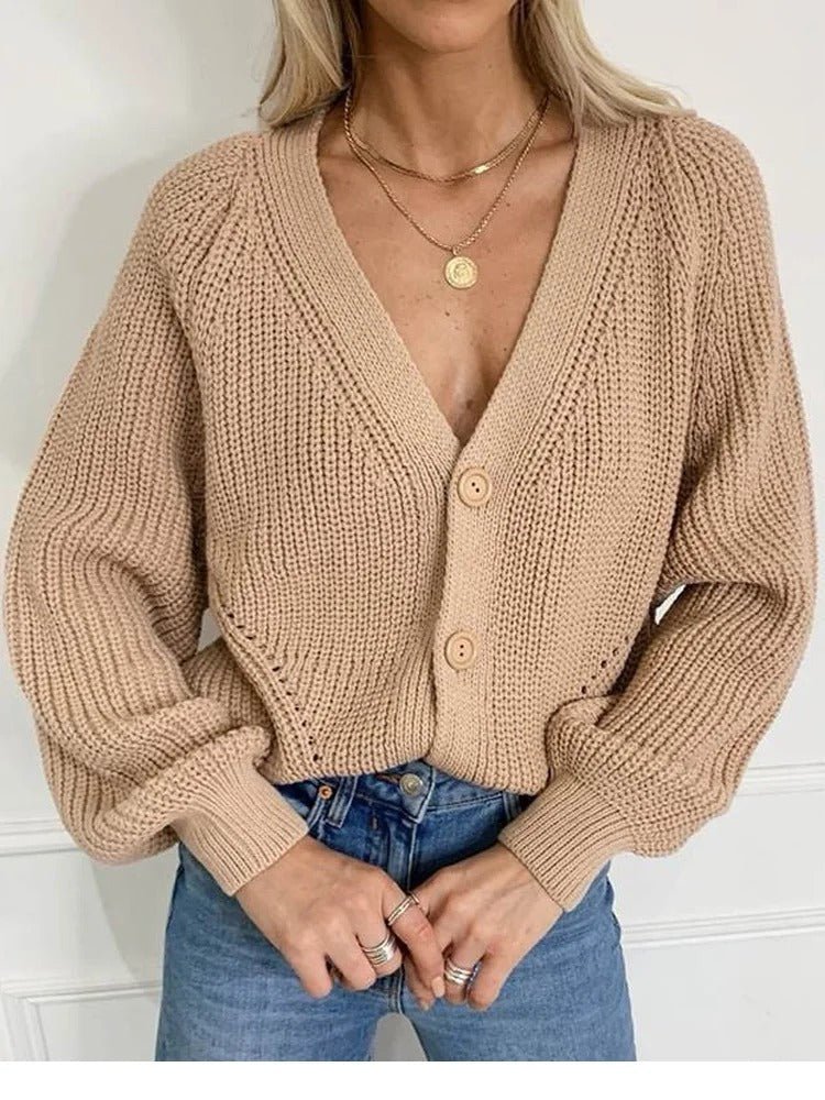 Damen Strickjacke mit Puffärmeln - Livezo