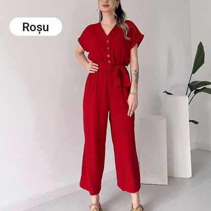 Damen V - Ausschnitt Kurzarm Freizeitoverall - Livezo