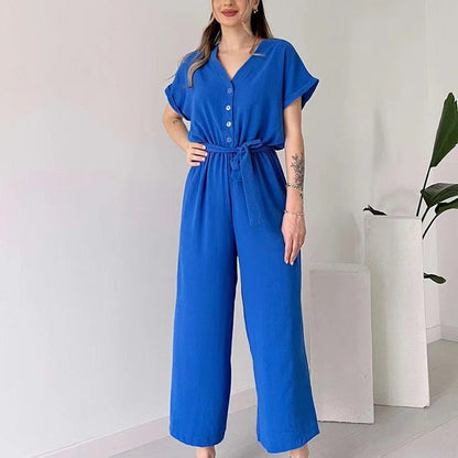 Damen V - Ausschnitt Kurzarm Freizeitoverall - Livezo