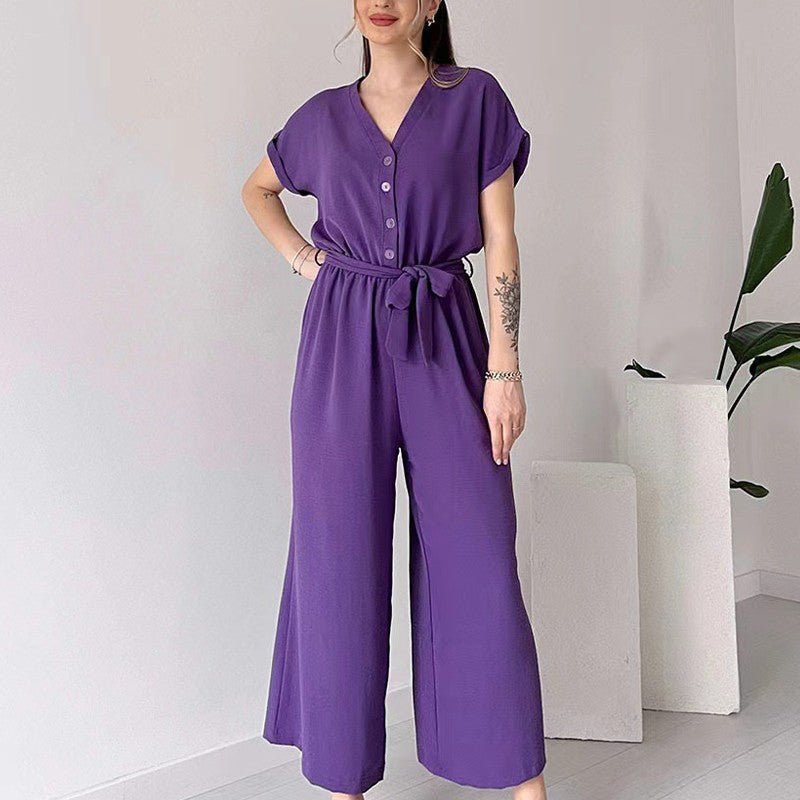 Damen V - Ausschnitt Kurzarm Freizeitoverall - Livezo