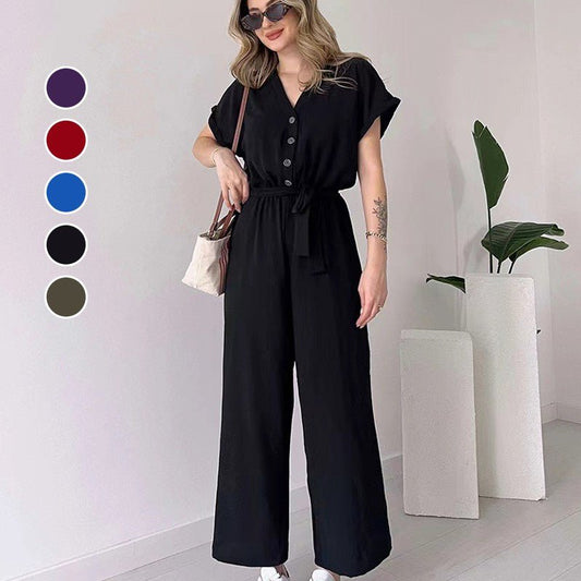 Damen V - Ausschnitt Kurzarm Freizeitoverall - Livezo