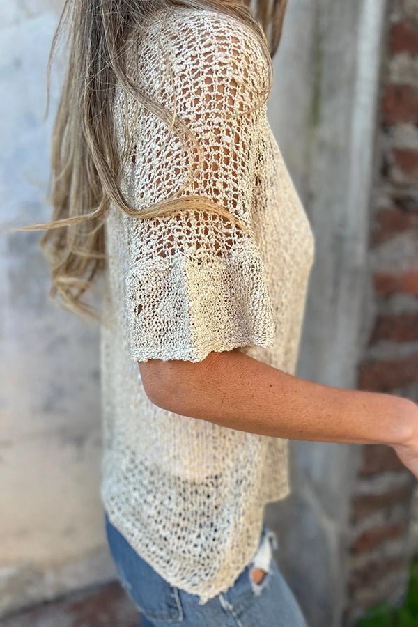 Damen V - Ausschnitt Strickcardigan mit Knöpfen und ausgeschnittenen Ärmeln - Livezo