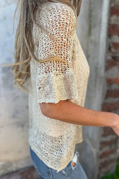 Damen V - Ausschnitt Strickcardigan mit Knöpfen und ausgeschnittenen Ärmeln - Livezo