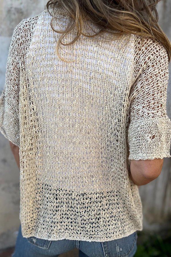 Damen V - Ausschnitt Strickcardigan mit Knöpfen und ausgeschnittenen Ärmeln - Livezo