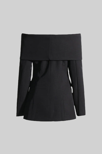 Damen Zweiteiler mit schulterfreiem Blazer, langen Ärmeln und langer Hose - Livezo