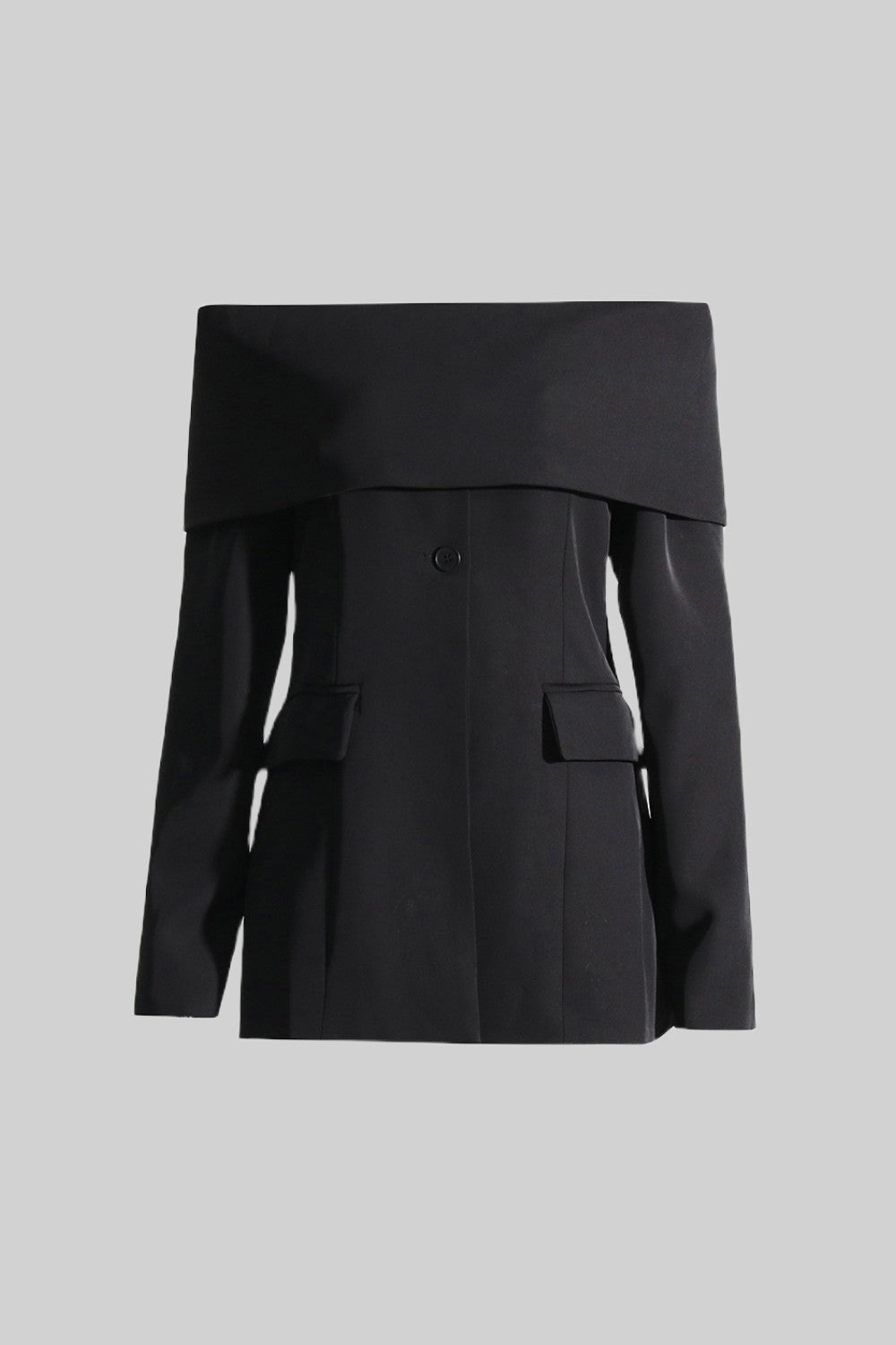 Damen Zweiteiler mit schulterfreiem Blazer, langen Ärmeln und langer Hose - Livezo