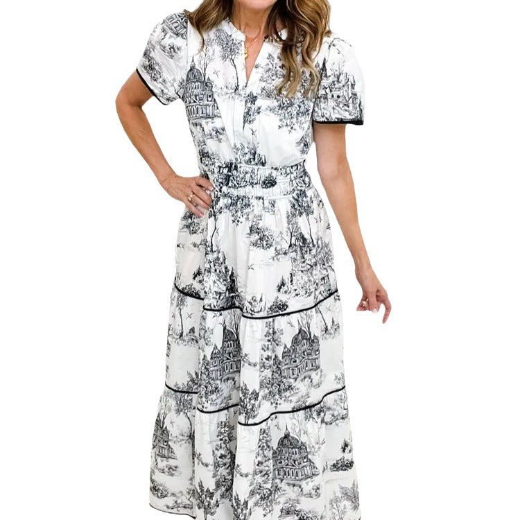Damenkleid im ethnischen Stil mit Blumenmuster - Livezo