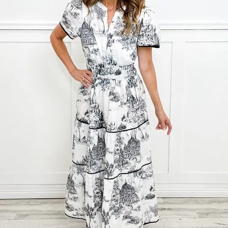 Damenkleid im ethnischen Stil mit Blumenmuster - Livezo