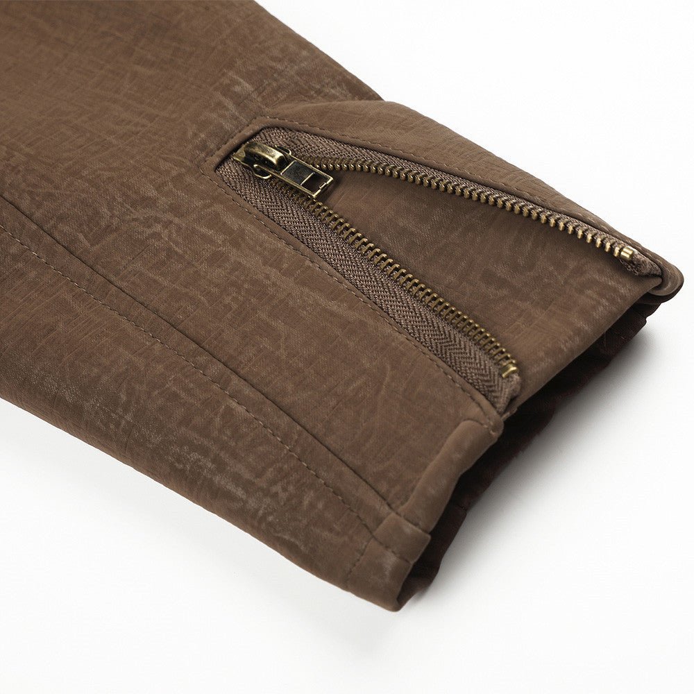 Distressed Textured Boxy Jacket Brown - Harren Cole