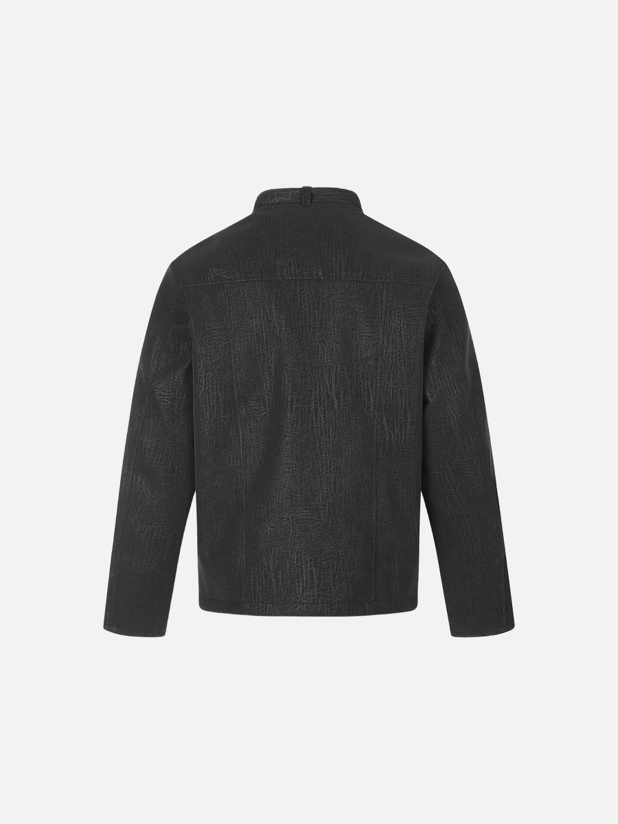 Distressed Textured Boxy Jacket Brown - Harren Cole