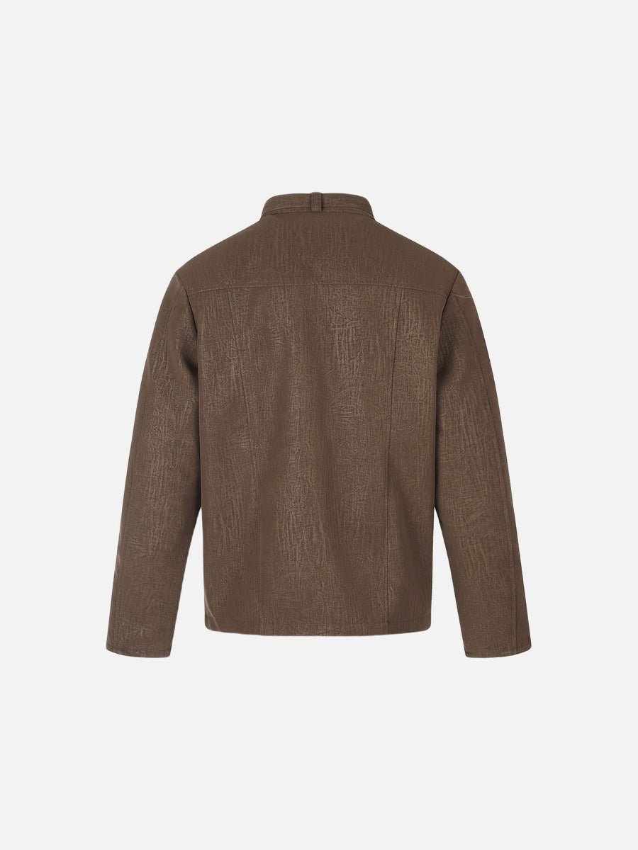 Distressed Textured Boxy Jacket Brown - Harren Cole