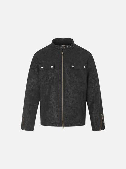 Distressed Textured Boxy Jacket Brown - Harren Cole