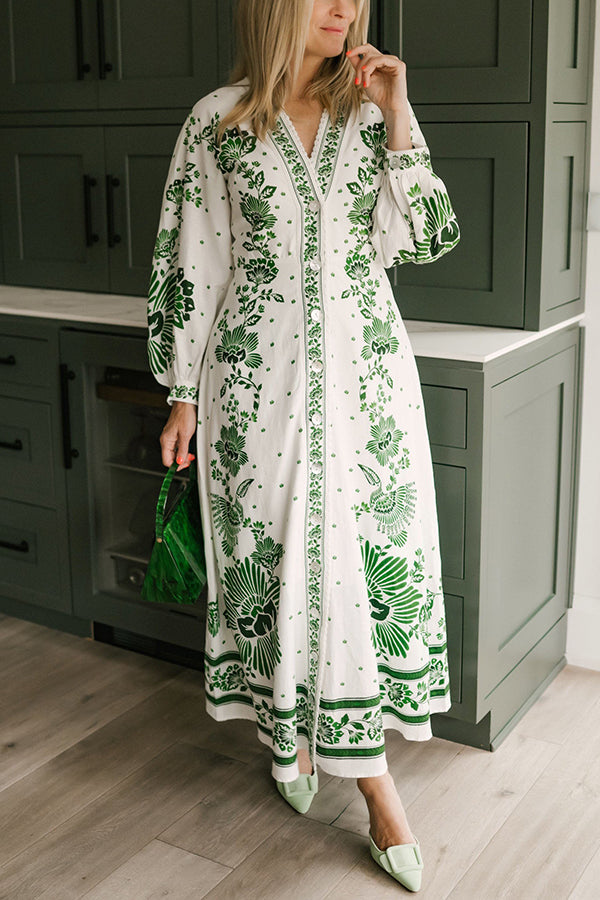 Botanical Maxi Dress- 🌿 Umarme die Natur mit Stil