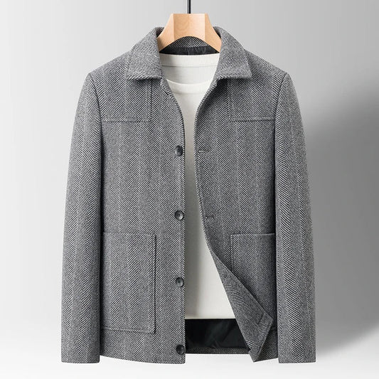 Elegant Herringbone Pattern Blazer Jacket for Men - Harren Cole