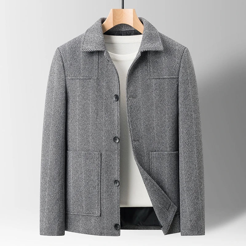 Elegant Herringbone Pattern Blazer Jacket for Men - Harren Cole