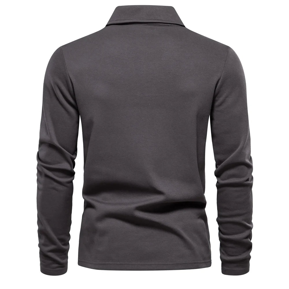 Elegant Long Sleeve Polo Shirt for Men - Harren Cole