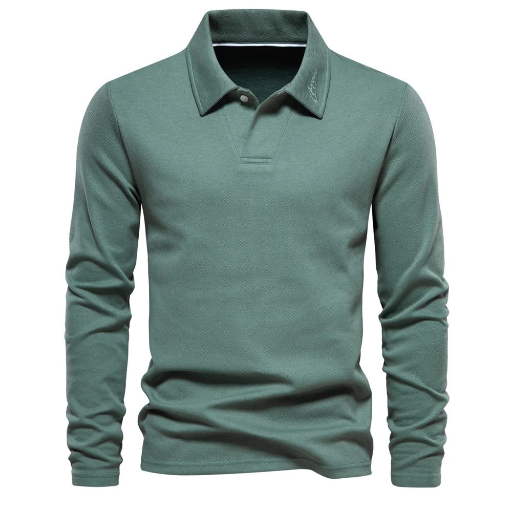 Elegant Long Sleeve Polo Shirt for Men - Harren Cole