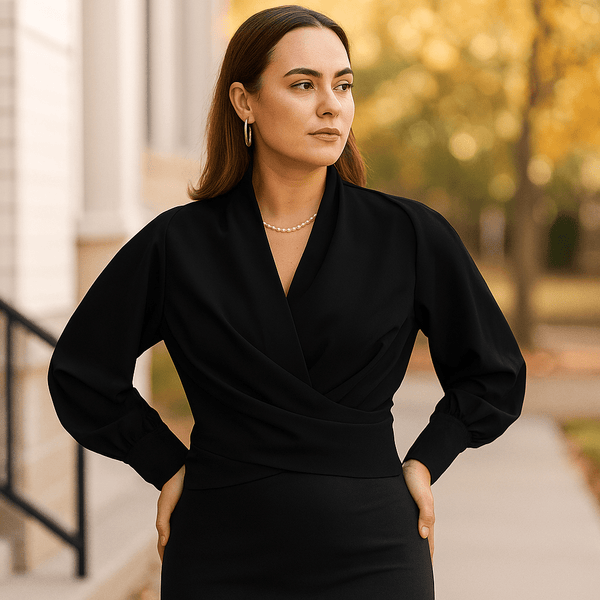 Elegante Bluse mit Puffärmeln und V - Ausschnitt - Livezo