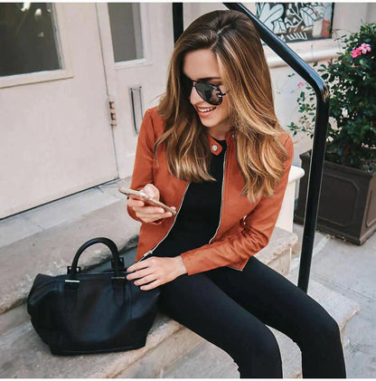 Elegante italienische Leder - Bikerjacke - Livezo