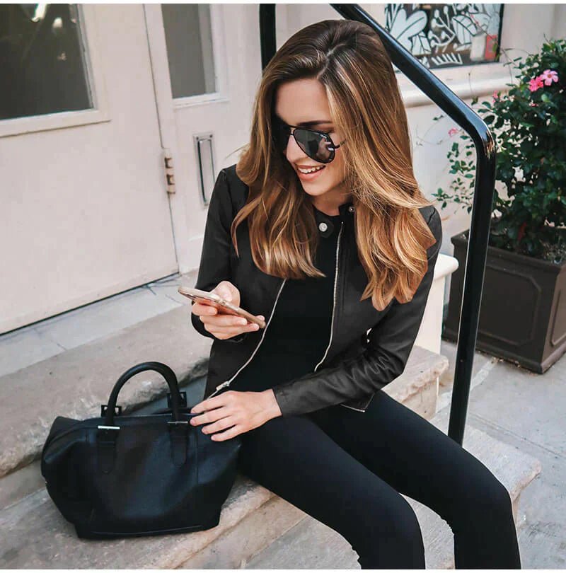 Elegante italienische Leder - Bikerjacke - Livezo