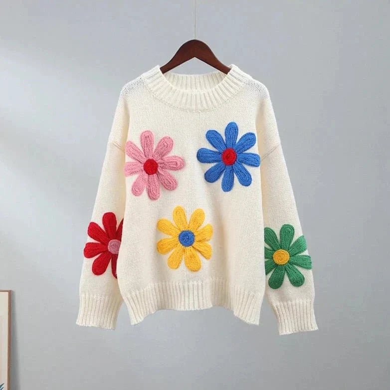 Eleganter floraler Strickpullover, gemütlich für stilvolle saisonale Lagenlooks - Livezo