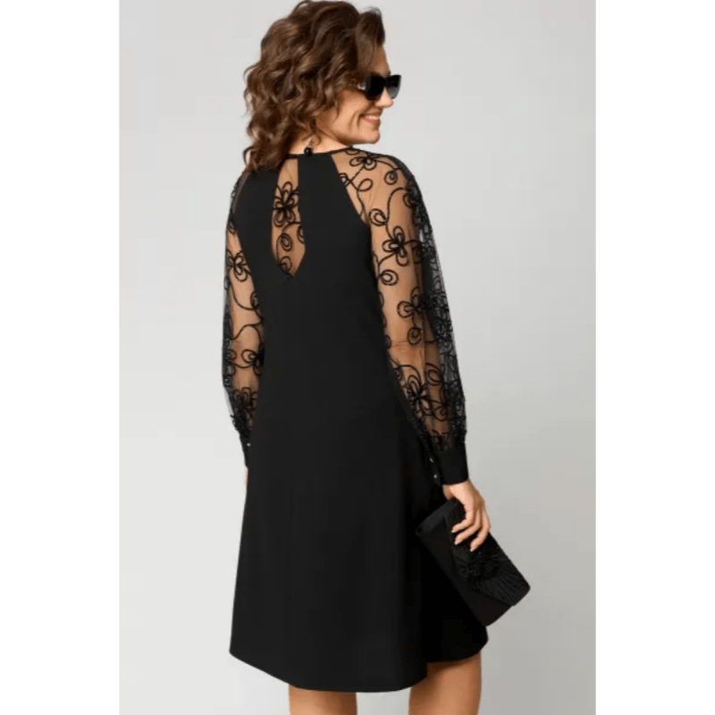 Elegantes schwarzes Midikleid aus Spitze - Livezo