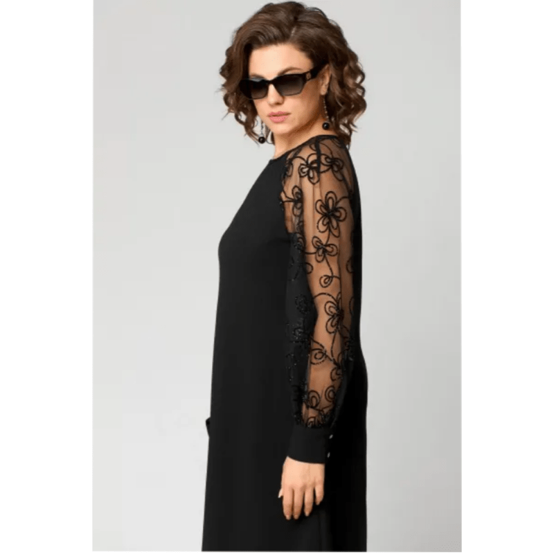 Elegantes schwarzes Midikleid aus Spitze - Livezo